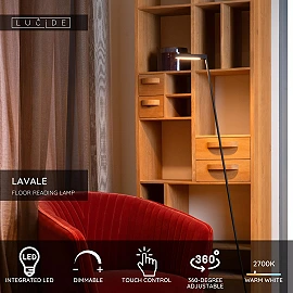 LAVALE floor reading lamp LED 1x3 W 2700K black (Lucide)