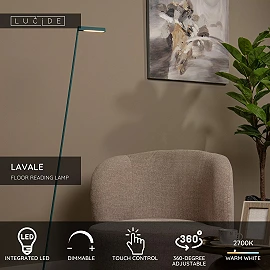 LAVALE floor reading lamp LED 1x3 W 2700K turquoise (Lucide)