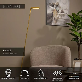 LAVALE floor reading lamp LED 1x3 W 2700K ocher yellow (Lucide)