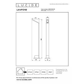 LAWFORD outdoor bollard light 80 cm LED 6W 3000K IP54 black (Lucide)