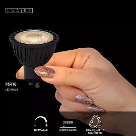 MR16 LED bulb GU10 1x5 W 3000 K dimmable black (Lucide)