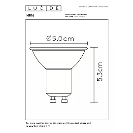 MR16 LED bulb GU10 1x5 W 3000 K dimmable white (Lucide)
