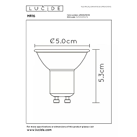 MR16 set of 3 LED bulb GU10 3x5 W 3000 K dimmable black (Lucide)