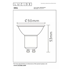 MR16 LED bulb GU10 1x5 W 2700 K non-dimmable transparent (Lucide)