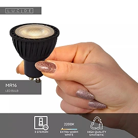 MR16 LED bulb GU10 1x5 W 2200–2700 K dimmable black (Lucide)