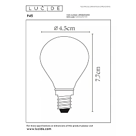 P45 Filament LED bulb E14 1x4 W 2700 K dimmable transparent (Lucide)