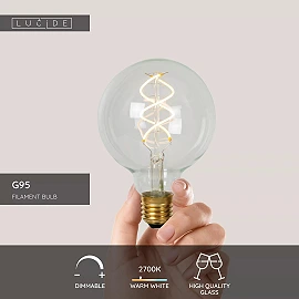 G95 Filament LED bulb E27 1x4.9 W 2700 K dimmable transparent (Lucide)