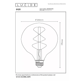G125 Filament LED bulb E27 1x4.9 W 2700 K dimmable transparent (Lucide)