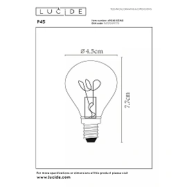 P45 Filament LED bulb E14 1x3 W 2700 K dimmable transparent (Lucide)