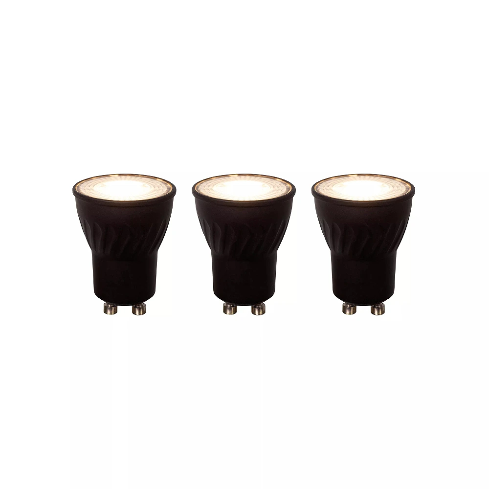 MR11 set of 3 LED bulb GU10 (MR11) 3x3.8 W 2700 K dimmable black (Lucide)