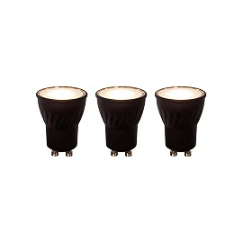 MR11 set of 3 LED bulb GU10 (MR11) 3x3.8 W 2700 K dimmable black (Lucide)