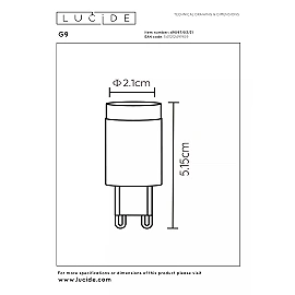 G9 LED bulb 3W 2700K 260 lm dimmable white (Lucide)