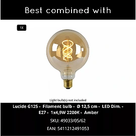 LEEROY galda lampa liela 1 x 40 W E27 taupe (Lucide)