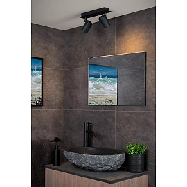 LENNERT Bathroom ceiling spotlight 2x5W GU10 IP44 Black (Lucide)
