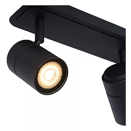 LENNERT vannas istabas griestu prožektors GU10 LED 3x5W 3000K IP44 melns (Lucide)