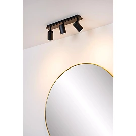 LENNERT vannas istabas griestu prožektors GU10 LED 3x5W 3000K IP44 melns (Lucide)