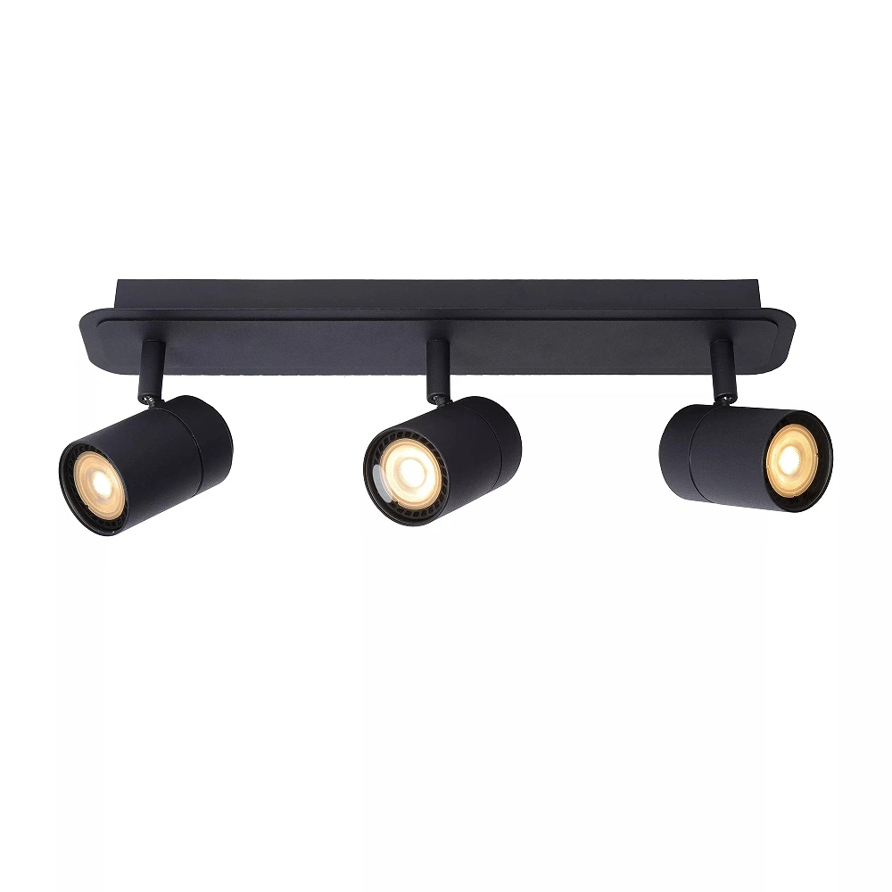 LENNERT vannas istabas griestu prožektors GU10 LED 3x5W 3000K IP44 melns (Lucide)