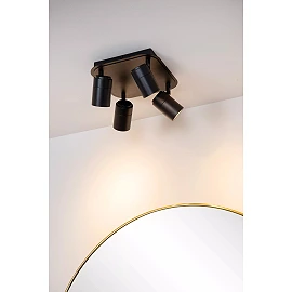 LENNERT vannas istabas griestu prožektors GU10 LED 4x5W 3000K IP44 melns (Lucide)