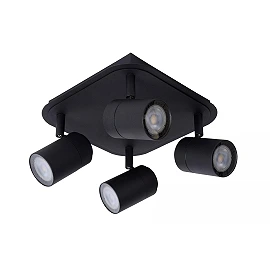 LENNERT vannas istabas griestu prožektors GU10 LED 4x5W 3000K IP44 melns (Lucide)