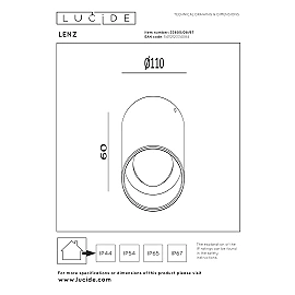 LENZ outdoor ceiling spotlight LED 1x8W 2700K rust brown (Lucide)