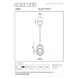 LENZ outdoor pendant light LED 1x8W 2700K rust brown (Lucide)
