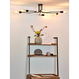 LESTER griestu lampa 6xE27 40W melna (Lucide)