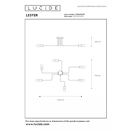 LESTER griestu lampa 6xE27 40W melna (Lucide)