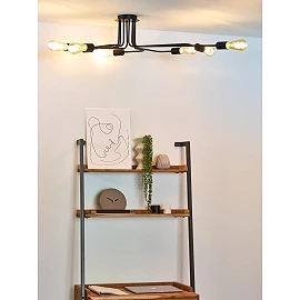 LESTER griestu lampa 8xE27 40W melna (Lucide)