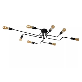 LESTER griestu lampa 8xE27 40W melna (Lucide)