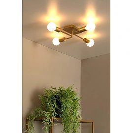 LESTER griestu lampa 4xE27 40W matēta zelta/misiņa (Lucide)