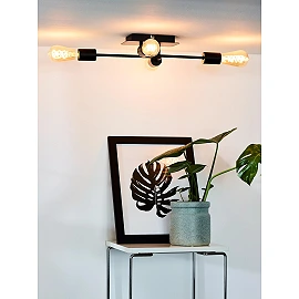 LESTER griestu lampa 4xE27 40W melna (Lucide)