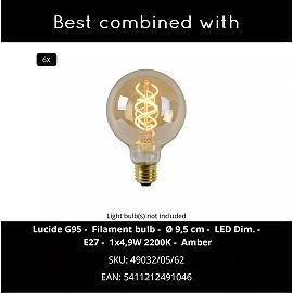 LESTER piekaramā lampa 6xE27 40W melna (Lucide)