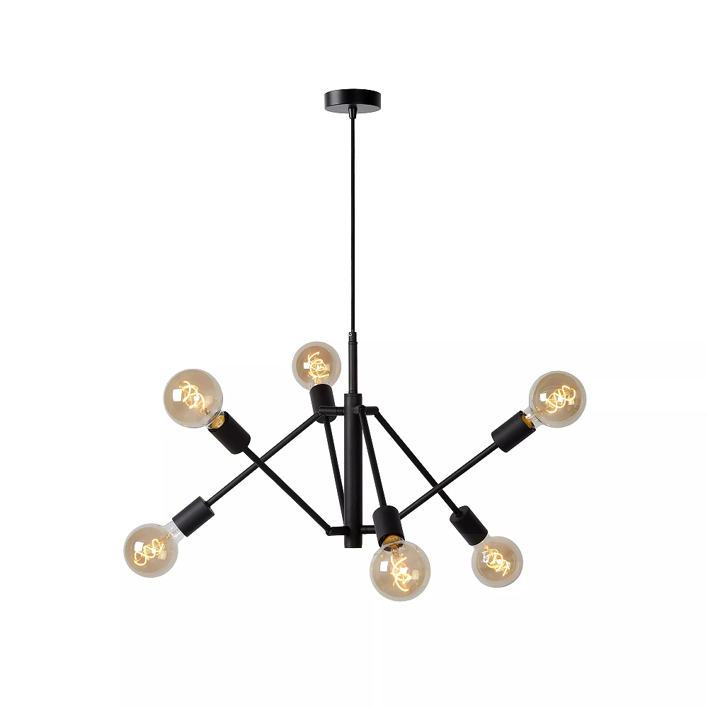 LESTER piekaramā lampa 6xE27 40W melna (Lucide)