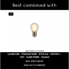 LEX Flush ceiling light Ø25cm 1x9W E27 black (Lucide)