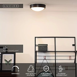 LEX Flush ceiling light Ø25cm 1x9W E27 black (Lucide)