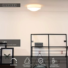 LEX flush ceiling light Ø25 cm 1 x 9 W E27 white (Lucide)