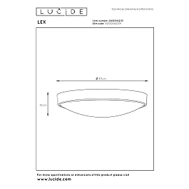 LEX Flush ceiling light Ø33 cm 2xE27 white (Lucide)
