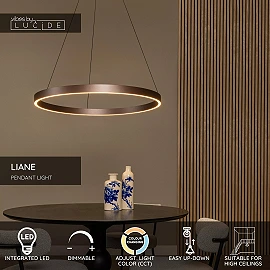 LIANE pendant light Ø80 cm LED 36 W rust brown (Lucide)