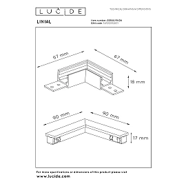 LINIAL L corner connector satin gun metal (Lucide)