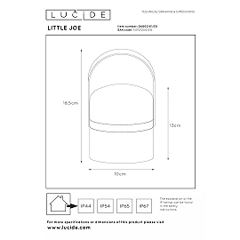 LITTLE JOE uzlādējama āra galda lampa LED 0,3W 3000K melna (Lucide)