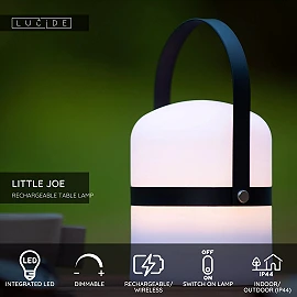LITTLE JOE uzlādējama āra galda lampa LED 0,3W 3000K melna (Lucide)