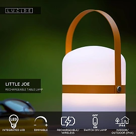LITTLE JOE uzlādējama āra galda lampa LED 0,3W 3000K brūna (Lucide)