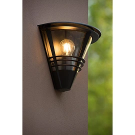 LIVIA outdoor wall light 1 x 60 W E27 black (Lucide)