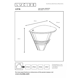 LIVIA Wall light Outdoor 1x60W E27 IP44 White (Lucide)