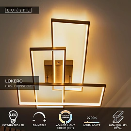 LOKERO LED CCT ceiling light 60 W 2700K/4000K black (Lucide)