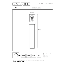 LORI bollard light 1x15W E27 anthracite (Lucide)
