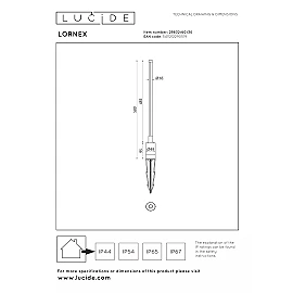 LORNEX outdoor garden spotlight 58 cm LED 6W 3000K IP54 black (Lucide)