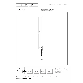 LORNEX outdoor garden spotlight 98 cm LED 6W 3000K IP54 black (Lucide)