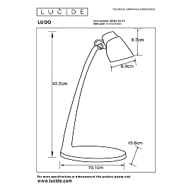 LUDO galda lampa LED 4,5W 3000K balta (Lucide)