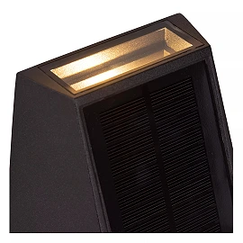 LUTON solar outdoor wall light with PIR motion and day/night sensors, solar LED, 2 W, 100 lm, 2700/3000 K, black (Lucide)
